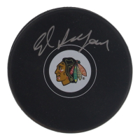 Ed Belfour Signed Blackhawks Logo Hockey Puck (Schwartz) at PristineAuction.com