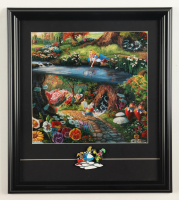 Disney "Alice in Wonderland" Custom Framed Print Display by Thomas Kinkade with (3) Character Pin at PristineAuction.com