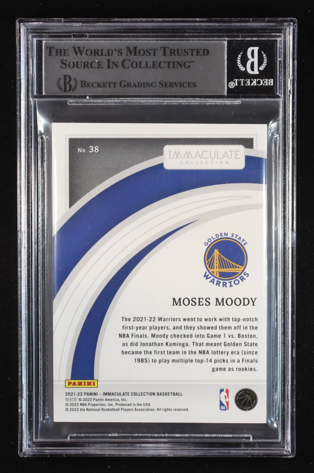 Moses Moody Signed 2021-22 Immaculate Collection Red #38 #44/49 RC (Beckett | Auto Grade BGS Authentic) at PristineAuction.com Moses Moody Signed 2021-22 Immaculate Collection Red #38 #44/49 RC (Beckett | Auto Grade BGS Authentic) at PristineAuction.com