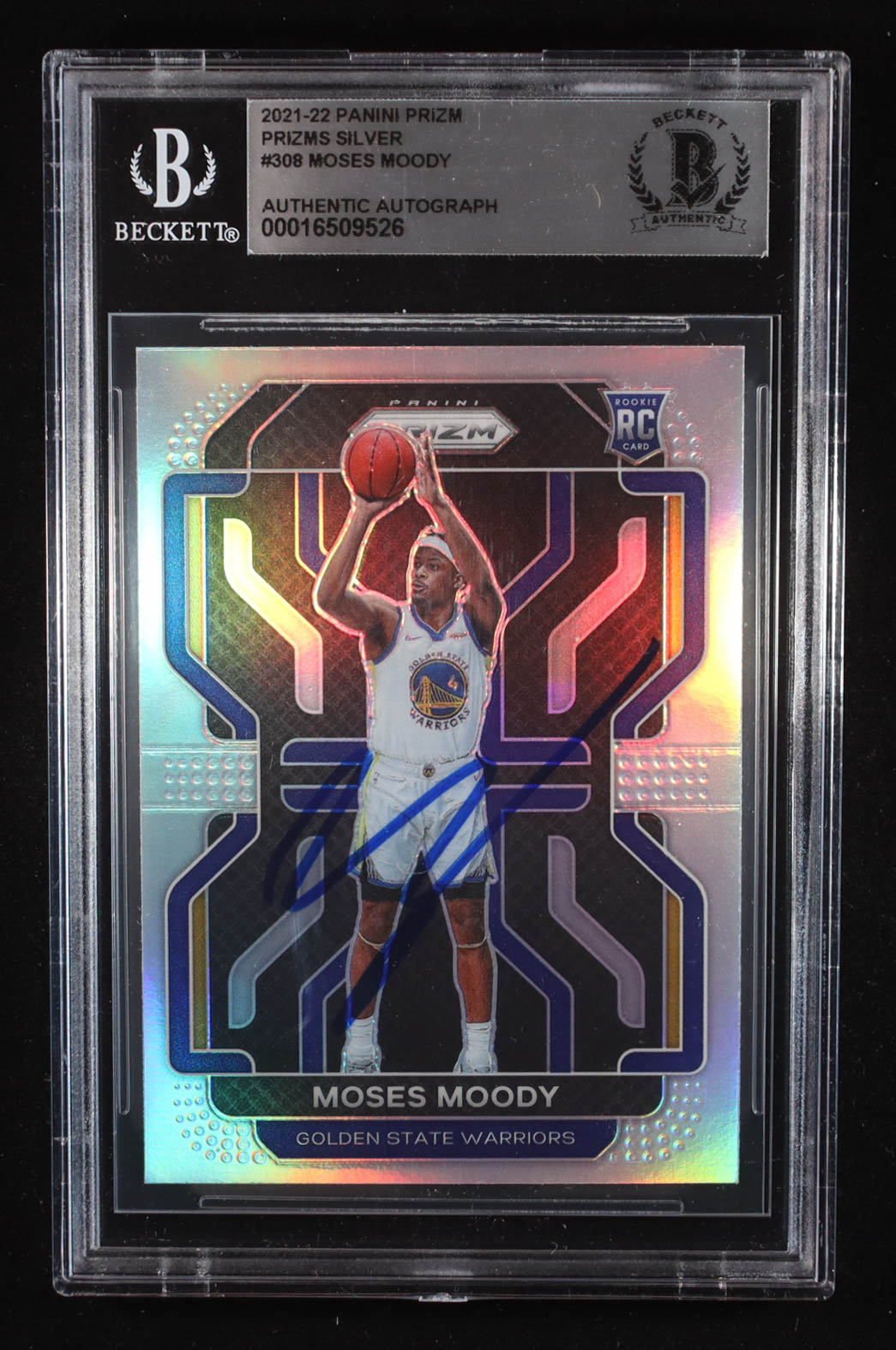 Moses Moody Signed 2021-22 Panini Prizm Prizms Silver #308 RC (Beckett | Auto Grade BGS Authentic) at PristineAuction.com Moses Moody Signed 2021-22 Panini Prizm Prizms Silver #308 RC (Beckett | Auto Grade BGS Authentic) at PristineAuction.com