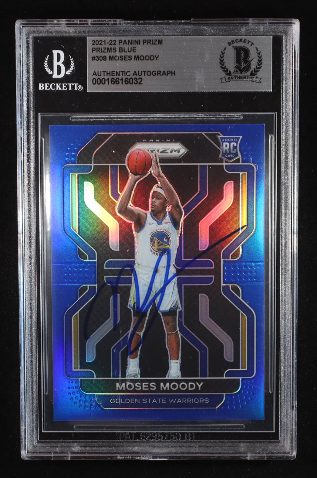 Moses Moody Signed 2021-22 Panini Prizm Prizms Blue #308 #081/199 RC (Beckett | Auto Grade BGS Authentic) at PristineAuction.com Moses Moody Signed 2021-22 Panini Prizm Prizms Blue #308 #081/199 RC (Beckett | Auto Grade BGS Authentic) at PristineAuction.com