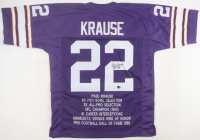Paul Krause Signed Career Highlight Stat Jersey Inscribed "HOF 98" (Beckett) at PristineAuction.com