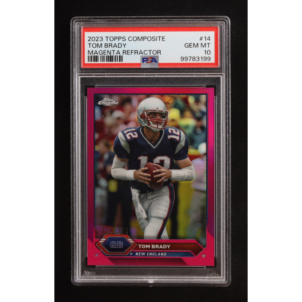 Tom Brady 2023 Topps Composite Chrome Magenta Refractors #14 #335/399 (PSA 10) at PristineAuction.com