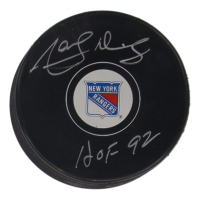 Marcel Dionne Signed Rangers Logo Hockey Puck Inscribed "HOF 92" (Schwartz) at PristineAuction.com