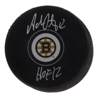 Adam Oates Signed Bruins Logo Hockey Puck Inscribed "HOF 12" (Schwartz) at PristineAuction.com