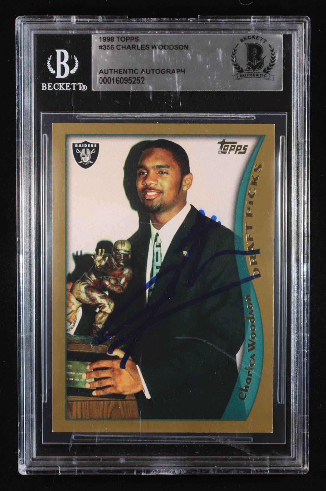 Charles Woodson Signed 1998 Topps #356 RC (Beckett | Auto Grade BGS Authentic) at PristineAuction.com Charles Woodson Signed 1998 Topps #356 RC (Beckett | Auto Grade BGS Authentic) at PristineAuction.com