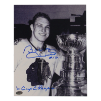 Bobby Hull Signed Blackhawks 8x10 Photo Inscribed "61 Cup Champs" (Schwartz) at PristineAuction.com