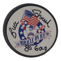 Buzz Schneider Signed 1980 Miracle On Ice Logo Hockey Puck Inscribed "80 Gold" (Schwartz) at PristineAuction.com