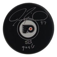 Jeremy Roenick Signed Flyers Logo Hockey Puck Inscribed "513 Goals" (Schwartz) at PristineAuction.com