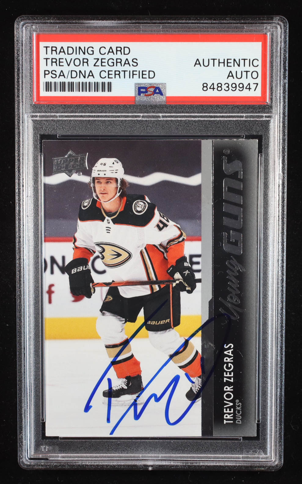 Trevor Zegras Signed 2021-22 Upper Deck #232 YG RC (PSA | Auto Grade PSA Authentic) at PristineAuction.com Trevor Zegras Signed 2021-22 Upper Deck #232 YG RC (PSA | Auto Grade PSA Authentic) at PristineAuction.com