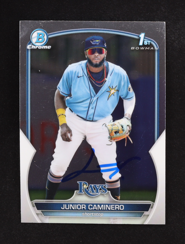 Junior Caminero Signed 2023 Bowman Chrome Prospects #BCP61 RC (JSA) at PristineAuction.com Junior Caminero Signed 2023 Bowman Chrome Prospects #BCP61 RC (JSA) at PristineAuction.com
