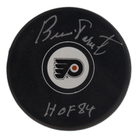 Bernie Parent Signed Flyers Logo Hockey Puck Inscribed "HOF 84" (Schwartz) at PristineAuction.com