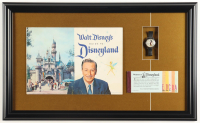 1958 Disneyland Custom Framed On Site Guide Display with Mickey Mouse Digital Watch & Vintage Ticket Book at PristineAuction.com
