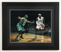 LeBron James Signed Heat "Match Up vs Pierce" Custom Framed Photo with Rare "vs. Pierce" Inscription #57/106 (UDA) at PristineAuction.com