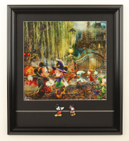 Thomas Kinkade Walt Disney's "Mickey & Minnie Mouse Halloween" Custom Framed Print Display with (2) Mickey & Minnie Pins at PristineAuction.com