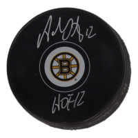 Adam Oates Signed Bruins Logo Hockey Puck Inscribed "HOF 12" (Schwartz) at PristineAuction.com