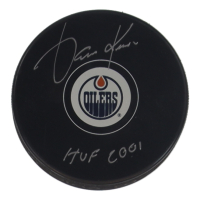 Jari Kurri Signed Oilers Logo Hockey Puck Inscribed "HOF 2001" (Schwartz) at PristineAuction.com