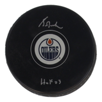 Grant Fuhr Signed Oilers Logo Hockey Puck Inscribed "HOF 03" (Schwartz) at PristineAuction.com
