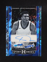 Giannis Antetokounmpo 2025 Leaf Sports Heroes Win City Autographs Blue Crystal #WCGA1 #1/4 at PristineAuction.com