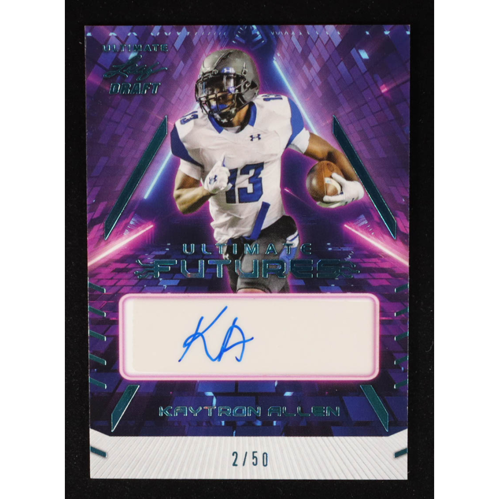 Kaytron Allen 2022 Leaf Ultimate Draft Ultimate Futures Autographs Platinum Spectrum #UFKA1 RC #2/50 at PristineAuction.com Kaytron Allen 2022 Leaf Ultimate Draft Ultimate Futures Autographs Platinum Spectrum #UFKA1 RC #2/50 at PristineAuction.com