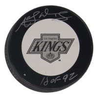 Marcel Dionne Signed Kings Throwback Logo Hockey Puck Inscribed "HOF 92" (Schwartz) at PristineAuction.com