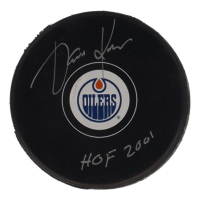 Jari Kurri Signed Oilers Logo Hockey Puck Inscribed "HOF 2001" (Schwartz) at PristineAuction.com