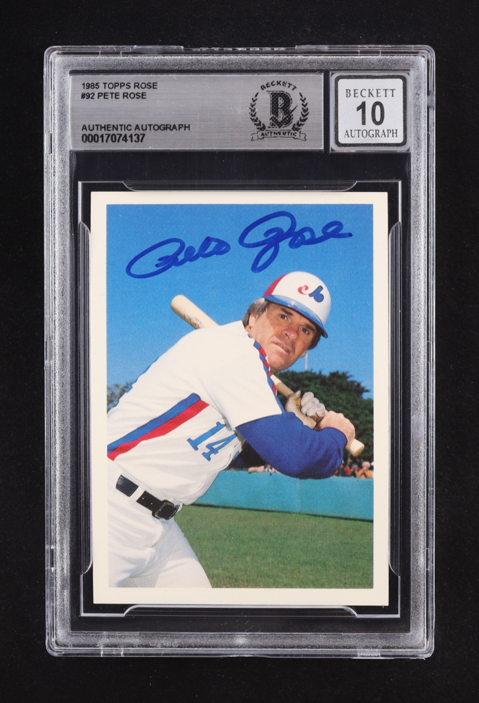 Pete Rose Signed 1985 Topps Rose #92 (Beckett | Auto Grade BGS 10) at PristineAuction.com Pete Rose Signed 1985 Topps Rose #92 (Beckett | Auto Grade BGS 10) at PristineAuction.com
