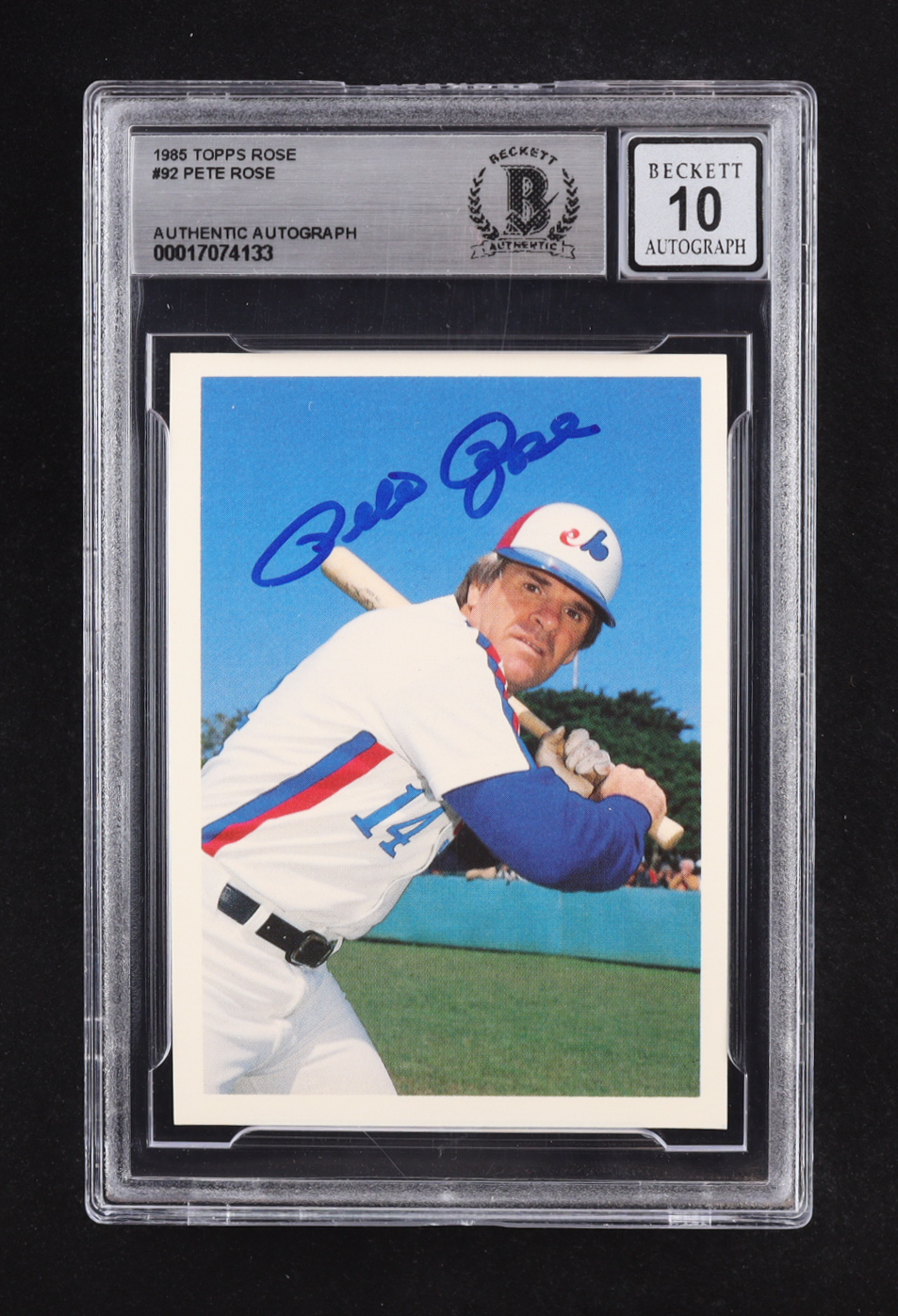 Pete Rose Signed 1985 Topps Rose #92 (Beckett | Auto Grade BGS 10) at PristineAuction.com Pete Rose Signed 1985 Topps Rose #92 (Beckett | Auto Grade BGS 10) at PristineAuction.com