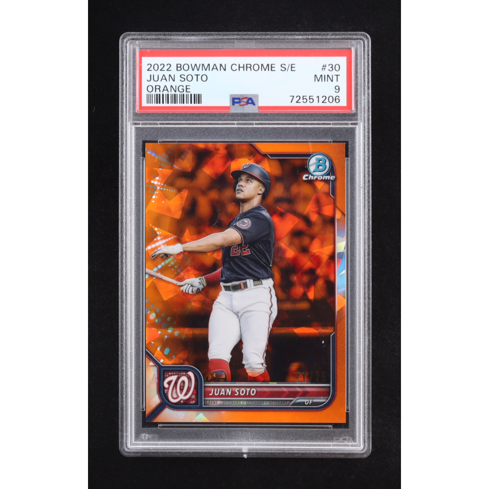 Juan Soto 2022 Bowman Chrome Sapphire Orange Refractors #30 #71/75 (PSA 9) at PristineAuction.com