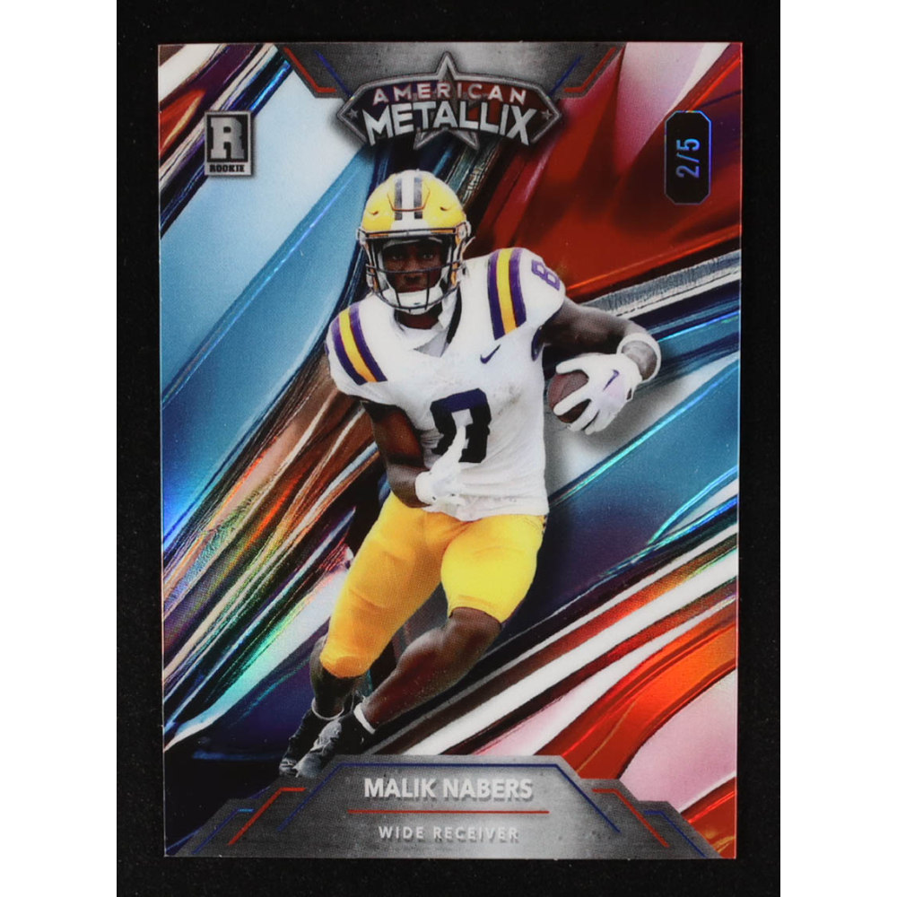 Malik Nabers 2023 Wild Card American Metallix Pro-Look Red White Prismatic #WMGMN RC #2/5 at PristineAuction.com