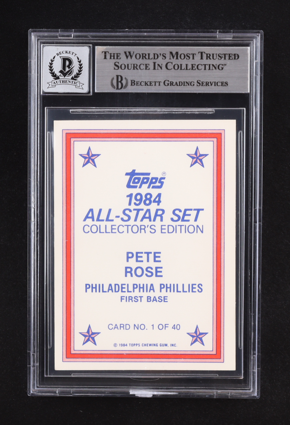 Pete Rose Signed 1984 Topps Glossy Send-Ins #1 (Beckett | Auto Grade BGS 10) at PristineAuction.com Pete Rose Signed 1984 Topps Glossy Send-Ins #1 (Beckett | Auto Grade BGS 10) at PristineAuction.com