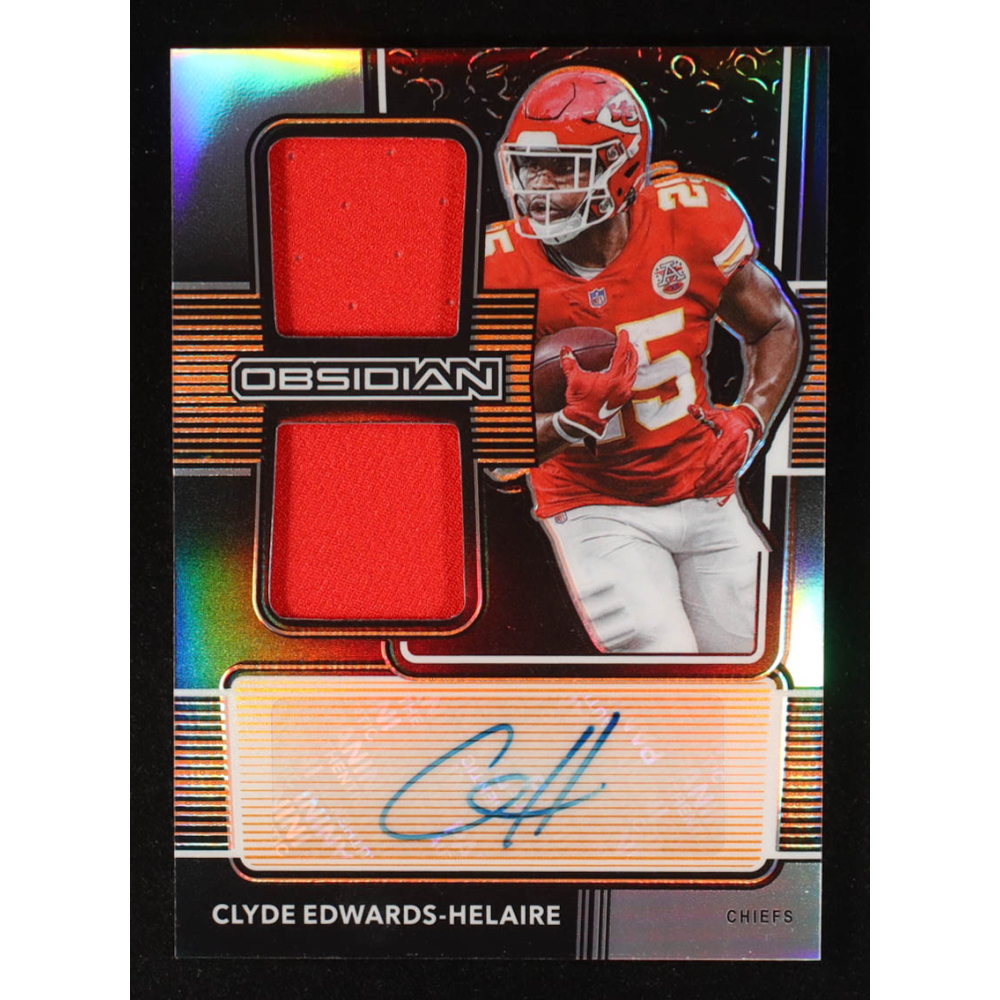Clyde Edwards-Helaire 2020 Panini Obsidian Rookie Jersey Ink Electric Etch Orange #12 RC #25/99 at PristineAuction.com