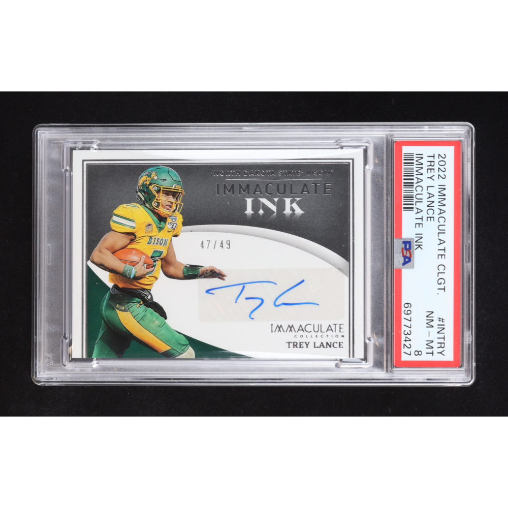 Trey Lance 2022 Immaculate Collection Collegiate Immaculate Ink #23 #47/49 RC (PSA 8) at PristineAuction.com
