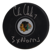 Chris Chelios Signed Blackhawks Logo Hockey Puck Inscribed "3x Norris" (Schwartz) at PristineAuction.com