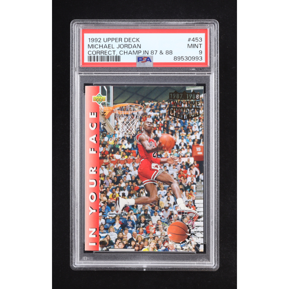 Michael Jordan 1992-93 Upper Deck #453 Slam Dunk Champ in 87 and 88 (PSA 9) at PristineAuction.com