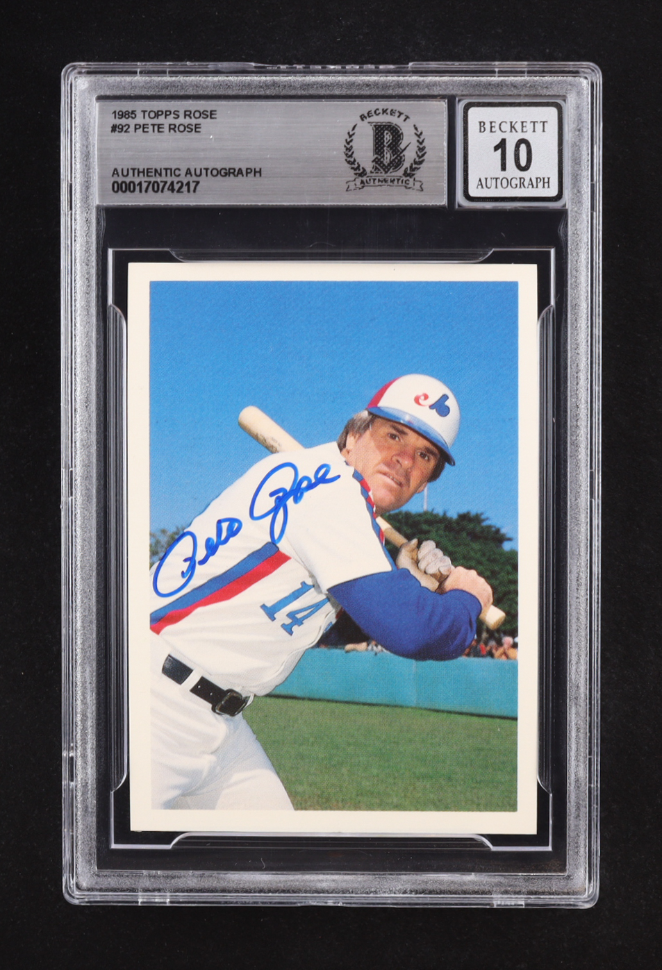 Pete Rose Signed 1985 Topps Rose #92 (Beckett | Auto Grade BGS 10) at PristineAuction.com Pete Rose Signed 1985 Topps Rose #92 (Beckett | Auto Grade BGS 10) at PristineAuction.com