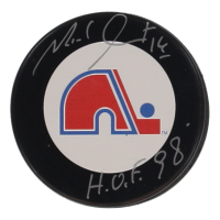 Michel Goulet Signed Nordiques Logo Hockey Puck Inscribed "HOF '98" (Schwartz) at PristineAuction.com