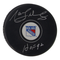 Marcel Dionne Signed Rangers Logo Hockey Puck Inscribed "HOF 92" (Schwartz) at PristineAuction.com