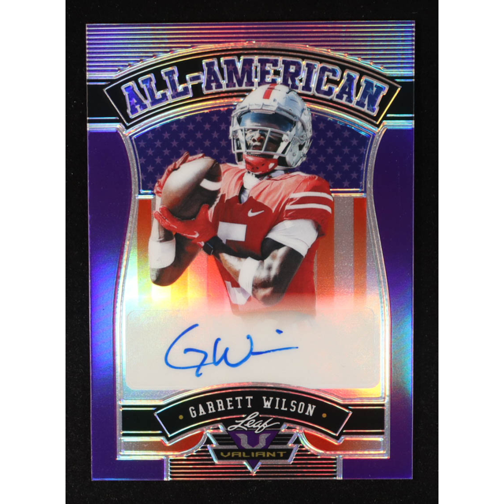 Garrett Wilson 2022 Leaf Valiant All-American Autographs Purple #AAGW1 RC #13/15 at PristineAuction.com