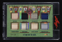 Babe Ruth / Derek Jeter / Joe McCarthy / Don Mattingly / Thurman Munson / Roger Maris / Reggie Jackson / Mariano Rivera 2025 Leaf Seasons In The Sun A Team For The Ages Gold #ATA11 #24/25 at PristineAuction.com