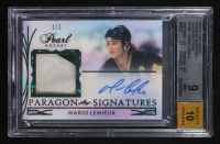 Mario Lemieux 2020-21 Leaf Pearl Paragon Signatures Green Spectrum #PSML1 #1/1 (BGS 9 | Auto 10) at PristineAuction.com