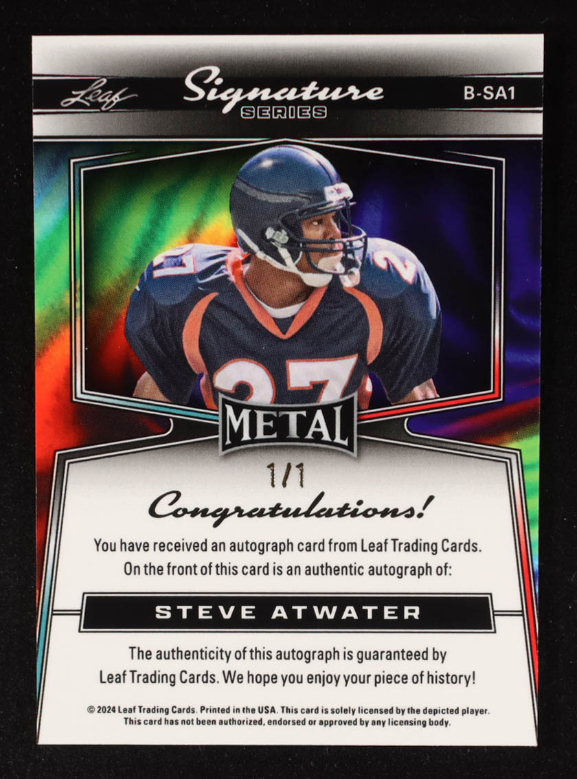 Steve Atwater 2024 Leaf Metal Signature Series Bordered Autographs Light Blue Crystal #BSA1 #1/1 at PristineAuction.com Steve Atwater 2024 Leaf Metal Signature Series Bordered Autographs Light Blue Crystal #BSA1 #1/1 at PristineAuction.com