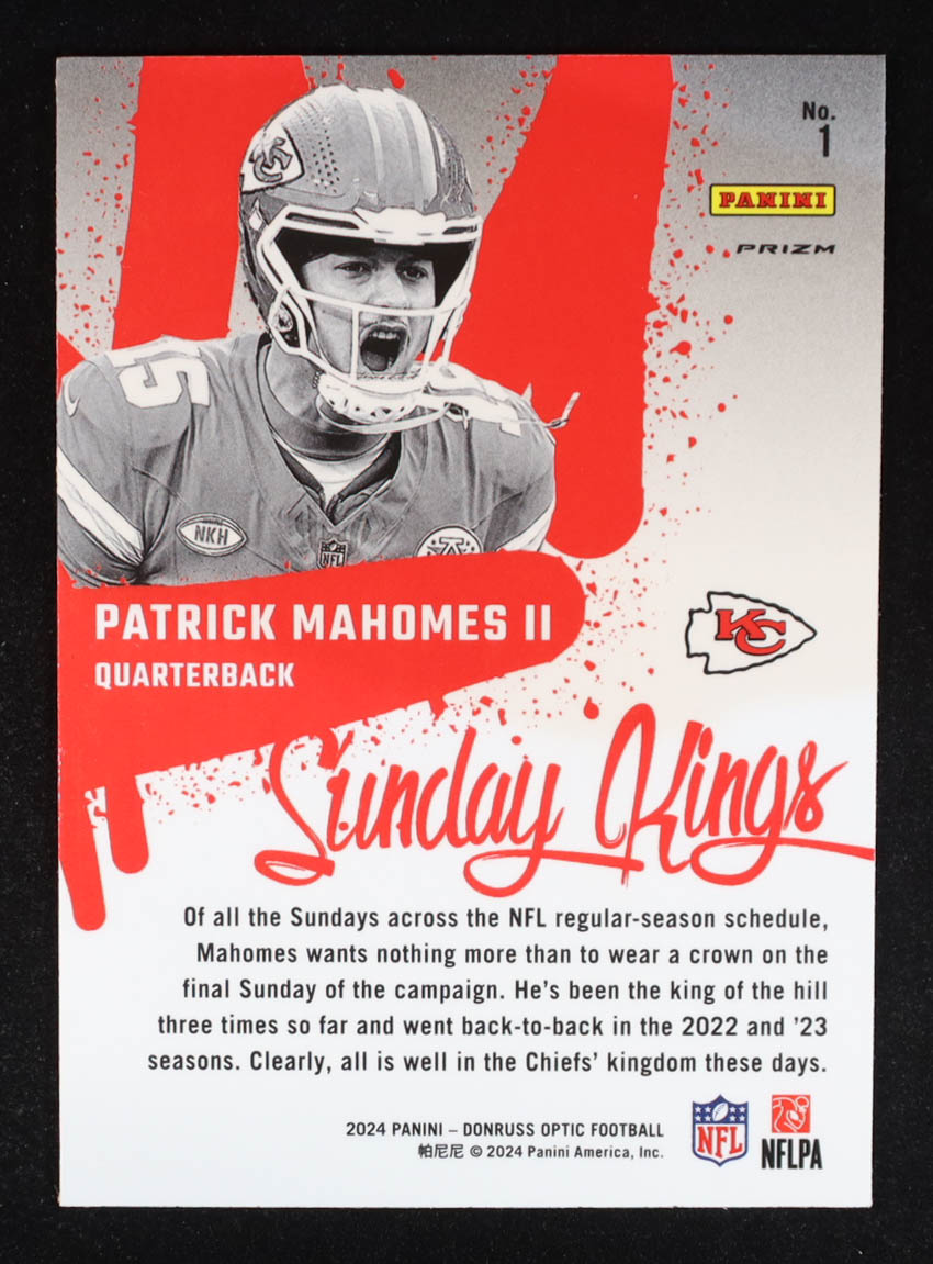 Patrick Mahomes II 2024 Donruss Optic Sunday Kings #1 at PristineAuction.com Patrick Mahomes II 2024 Donruss Optic Sunday Kings #1 at PristineAuction.com