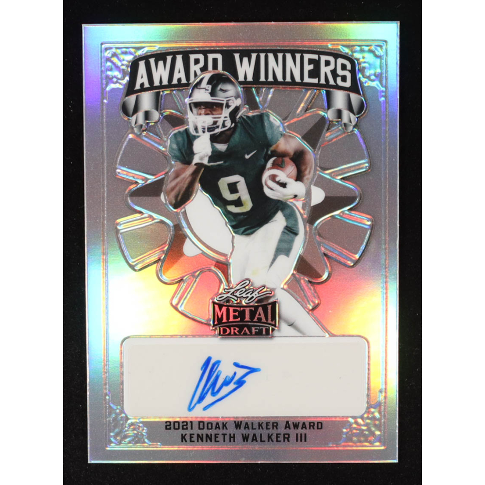 Kenneth Walker III 2022 Leaf Metal Draft Award Winners Autographs Silver Prismatic #AWKW1 RC #1/40 at PristineAuction.com Kenneth Walker III 2022 Leaf Metal Draft Award Winners Autographs Silver Prismatic #AWKW1 RC #1/40 at PristineAuction.com