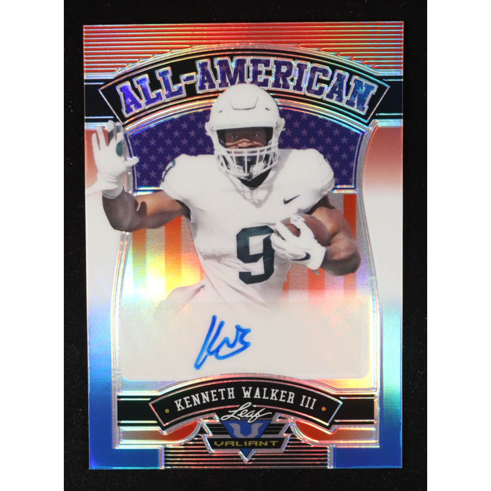 Kenneth Walker III 2022 Leaf Valiant All-American Autographs RWB #AAKW1 RC #1/7 at PristineAuction.com
