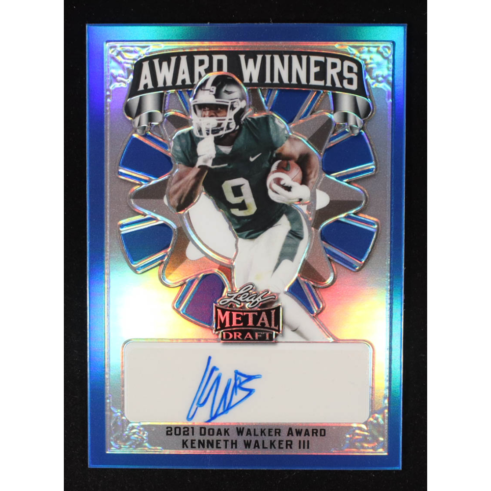 Kenneth Walker III 2022 Leaf Metal Draft Award Winners Autographs Blue Prismatic #AWKW1 RC #22/30 at PristineAuction.com