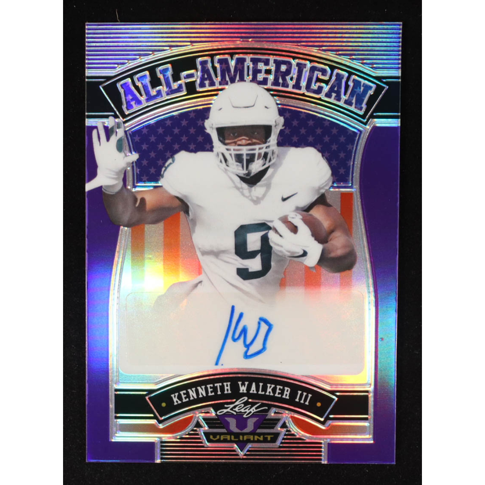 Kenneth Walker III 2022 Leaf Valiant All-American Autographs Purple #AAKW1 RC #15/15 at PristineAuction.com