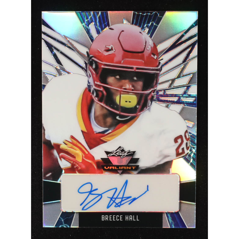Breece Hall 2022 Leaf Valiant Portrait Autographs Lightning #PABH1 RC #4/4 at PristineAuction.com