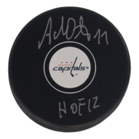 Adam Oates Signed Capitals Logo Hockey Puck Inscribed "HOF 12" (Schwartz) at PristineAuction.com