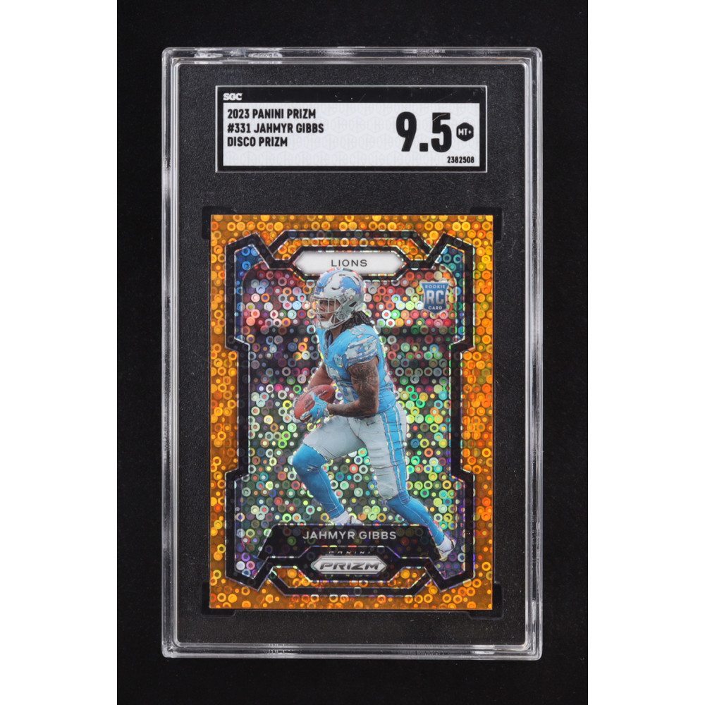 Jahmyr Gibbs 2023 Panini Prizm Orange Disco #331 RC (SGC 9.5) at PristineAuction.com